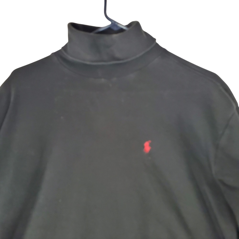 Polo Ralph Lauren Womens Black Turtleneck Long Sleeve Red Pony Logo Top